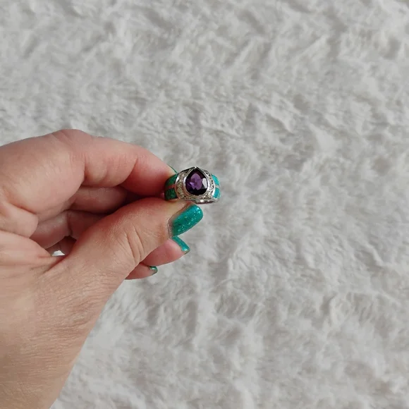 Sterling Silver Amethyst Opal Ring - Picture 3 of 6